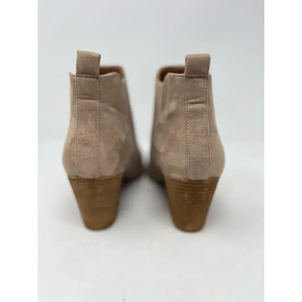 Beast Fashion James II Heeled Taupe Faux‎ Suede Slip On Almond Toe Ankle Boot
